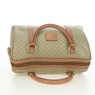 CELINE Macadam Canvas Mini Boston Bag PVC Beige