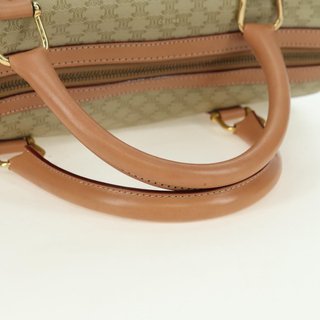 CELINE Macadam Canvas Mini Boston Bag PVC Beige