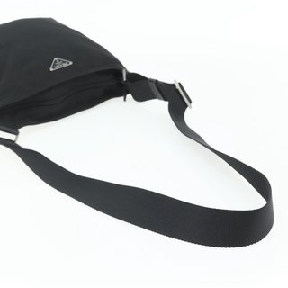 PRADA Shoulder Bag Nylon Black Silver Auth 180168