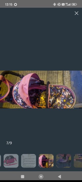 Carrito de muñecas rosa con unicornios