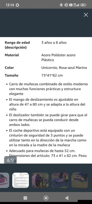 Carrito de muñecas rosa con unicornios