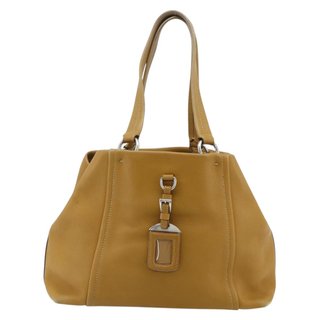 PRADA Tote Bag Leather Brown Silver Auth 179442A