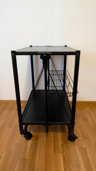DRW Camarera Plegable Negra con Ruedas