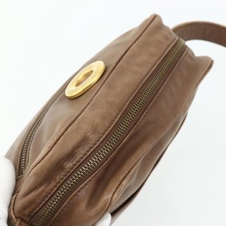 CELINE Circle Shoulder Bag Leather Brown Gold