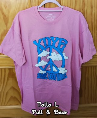Camiseta Pull & Bear Rosa Talla L