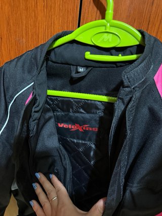 Cazadora Moto Mujer Talla M Negra y Rosa