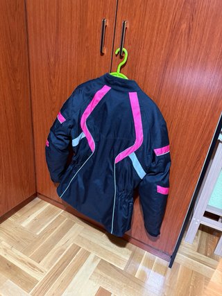 Cazadora Moto Mujer Talla M Negra y Rosa