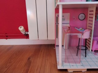 Casa de muñecas rosa y azul