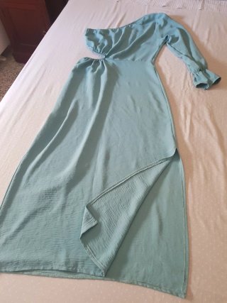Vestido asimétrico turquesa