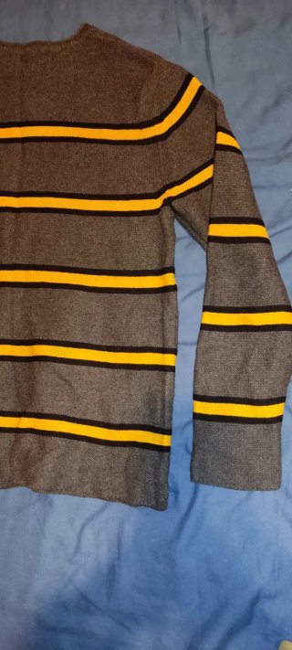 Jersey XS Zara Rayas Gris y Amarillo