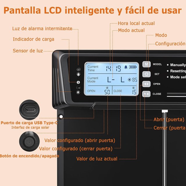 NUEVO - Puerta Automática Gallinero Solar + Mando
