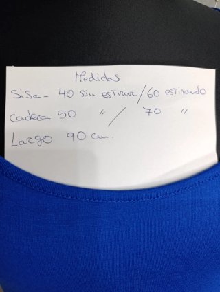 Vestido azul con volantes de tul Medidas en foto.