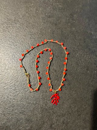 Collana girocollo donna corallo rosso