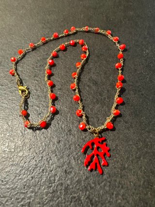 Collana girocollo donna corallo rosso