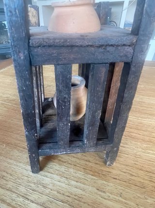 Mini alacena rústica artesanal madera vasijas 10cm