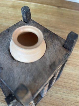 Mini alacena rústica artesanal madera vasijas 10cm