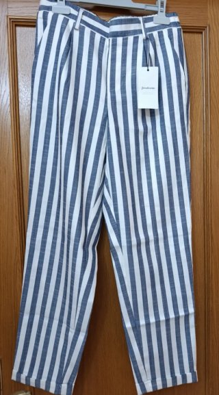 Pantalón largo rayas azul y blanco