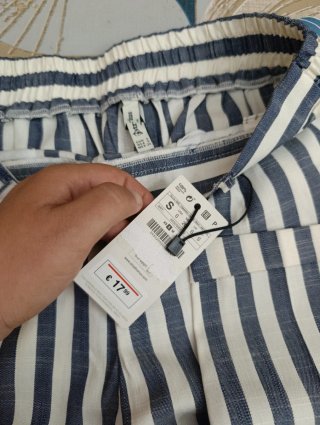 Pantalón largo rayas azul y blanco