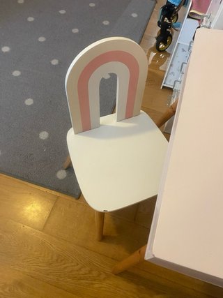Pupitre infantil madera rosa con silla