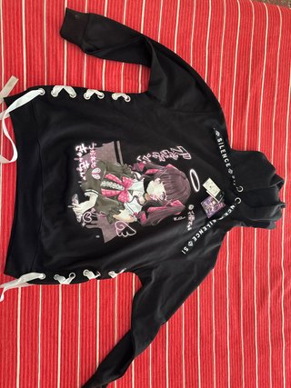 Sudadera PASTAR negra con cordones y anime