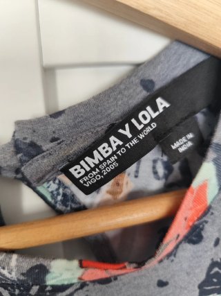 Camiseta Bimba y Lola Estampada Flores Gris