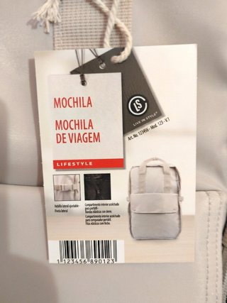 Mochila Viaje 45x30,5x16cm Blanca 27,5L