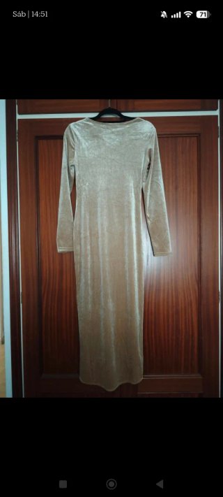 Vestido fiesta terciopelo beige