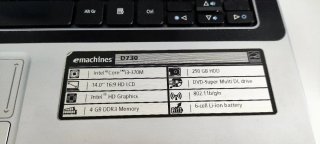 Portátil eMachines D730 Intel Core i3