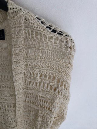 Caftán Boho Chic crudo flecos talla L