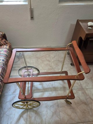 Carrito camarera vintage madera y cristal