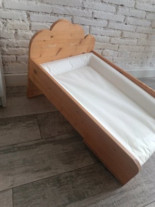 Cambiador bebé madera natural nube