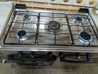 Cocina Acero inoxidable con portabombona de 90 cm