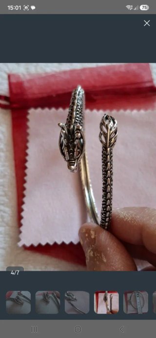Pulsera dragón plata ajustable