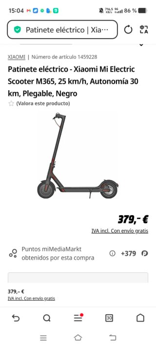 Patinete Eléctrico Xiaomi Mi Electric Scooter M365