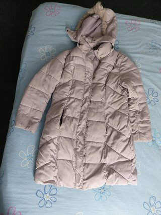 Plumífero largo mujer gris con capucha