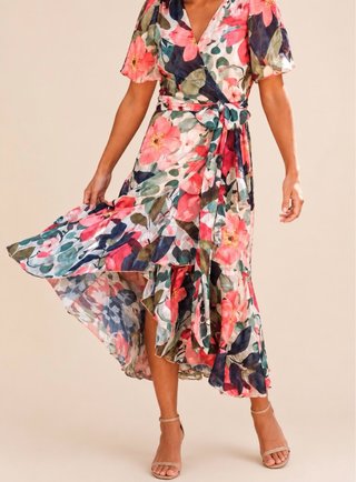 Vestido floral midi para celebración o ceremonia