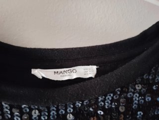Vestido Mango lentejuelas negro y plata
