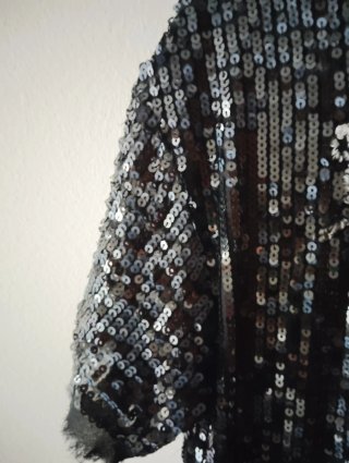 Vestido Mango lentejuelas negro y plata