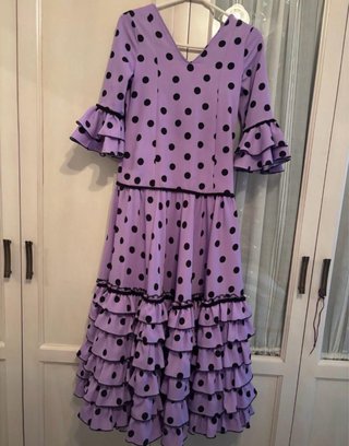 Vestido Flamenca Niña Morado Lunares