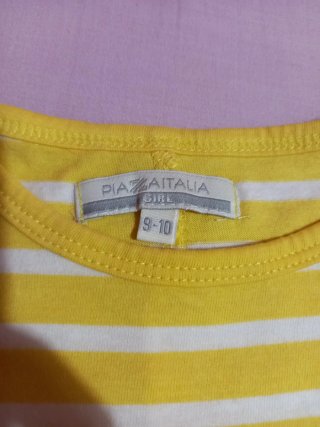 Maglietta bambina a righe gialle e bianche