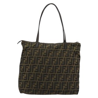 FENDI Zucca Canvas Tote Bag Black Brown Auth