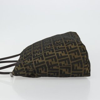 FENDI Zucca Canvas Tote Bag Black Brown Auth