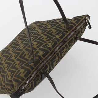 FENDI Zucca Canvas Tote Bag Black Brown Auth