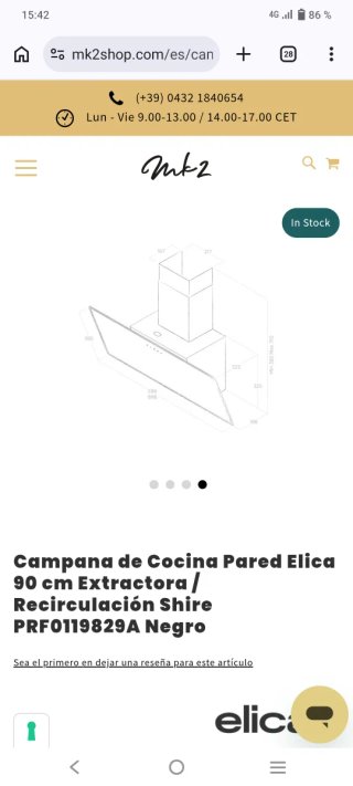 Campana Elica Shire 90 Negra