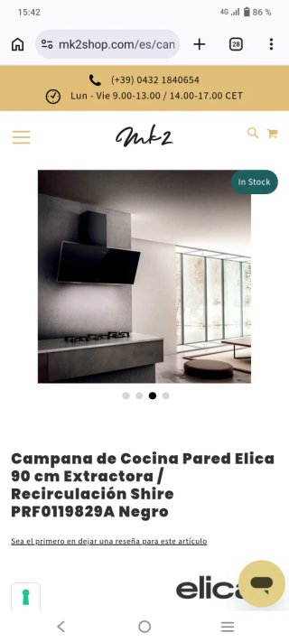 Campana Elica Shire 90 Negra