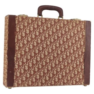 Christian Dior Trotter Canvas Trunk Red Gold Auth