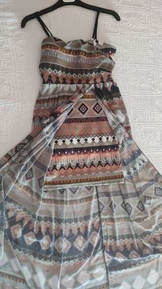 Vestido maxi estampado étnico
