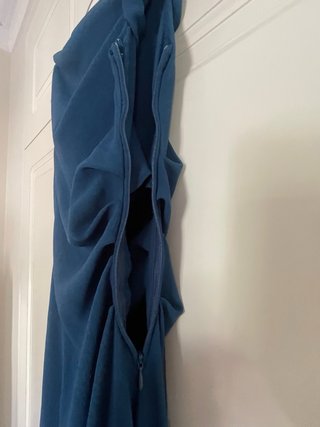 Vestido fiesta azul largo asimétrico