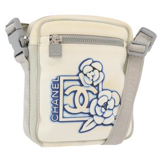 CHANEL Sports Camelia Shoulder Bag Nylon White