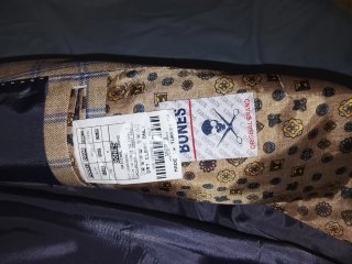 Americana BONES cuadros beige y azul